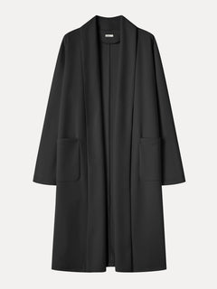 Modal Spacer Knit Shawl Collar Pocketed Long Cardigan