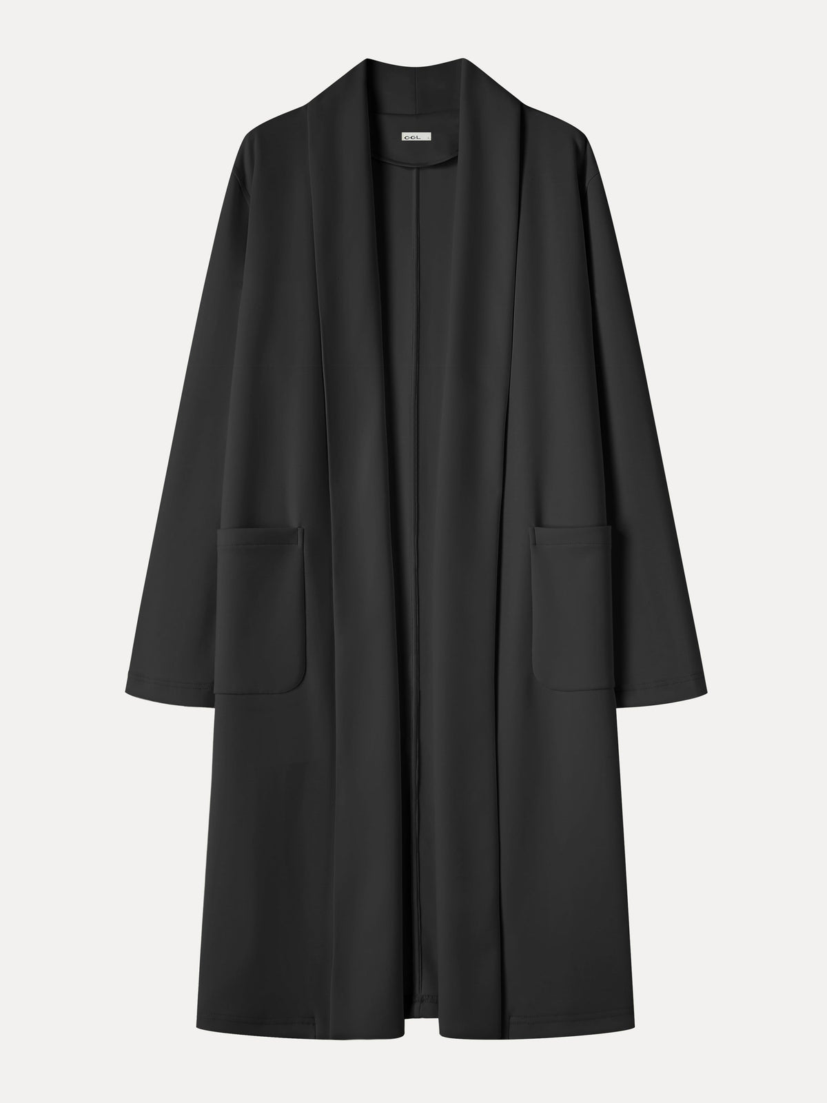 Modal Spacer Knit Shawl Collar Pocketed Long Cardigan