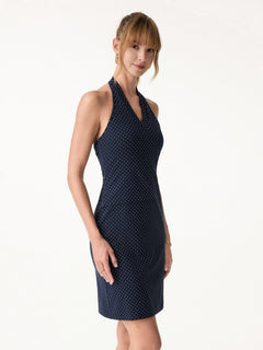 Soft Stretch Cotton Halter Neck Polka Dot Mini Bra Dress Limited Edition