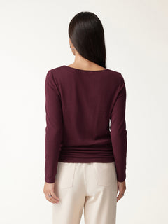 2Pcs Set Boatneck Long Sleeve Top & High-Rise A-Line Maxi Skirt