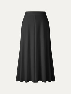 Modal Spacer Knit High-Rise Umbrella Midi Skirt with Pockets