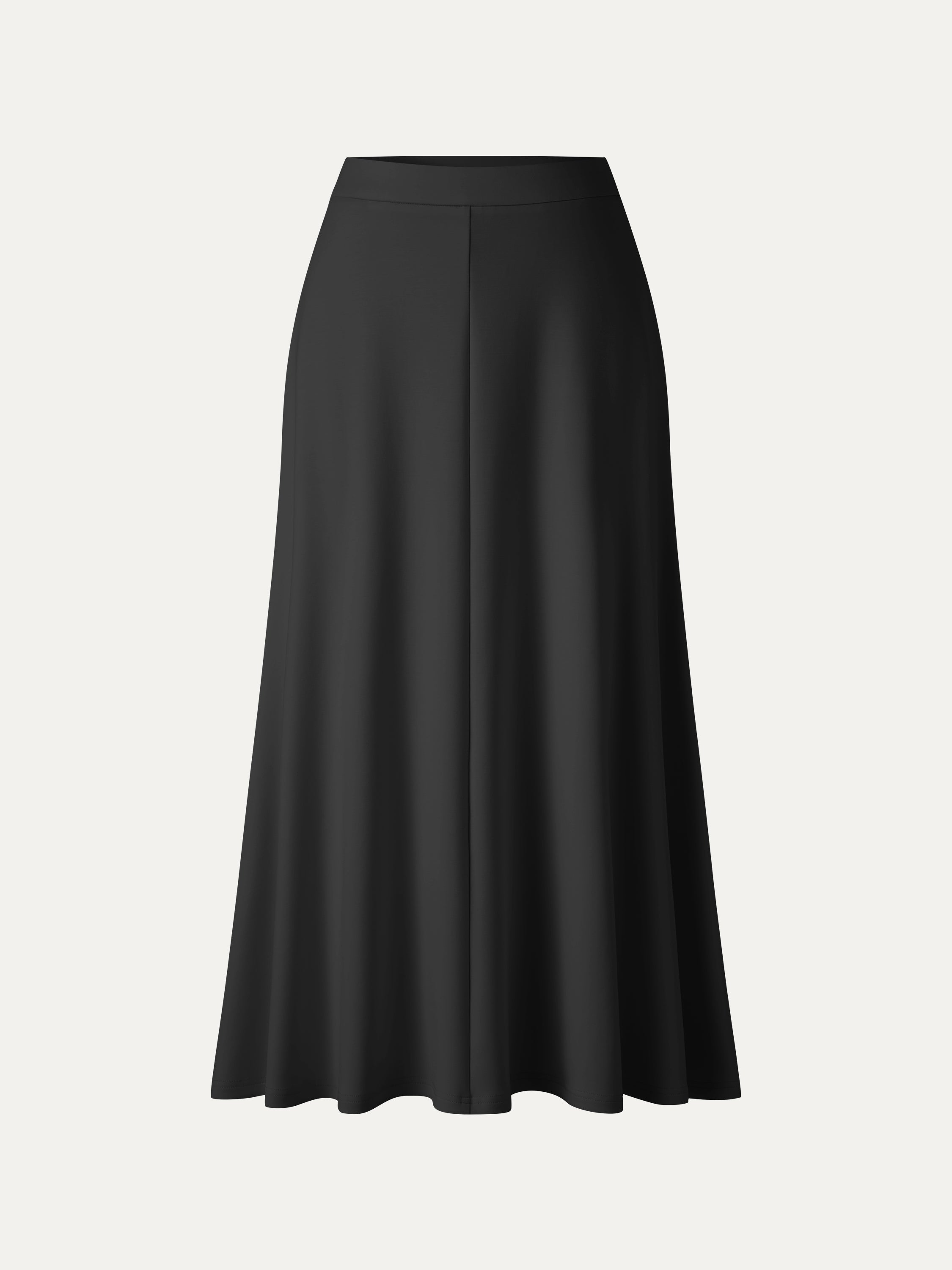 Modal Spacer Knit High-Rise Umbrella Midi Skirt with Pockets