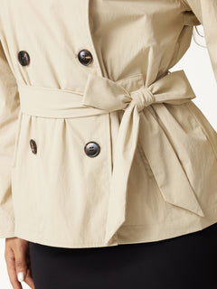 2Pcs Set Trench Jacket with Pockets & Water-Repellent High-Rise Skort