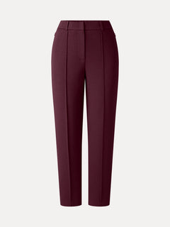 Modal Blend Ponte High-Rise Ankled Slim-Straight Pants with Pockets
