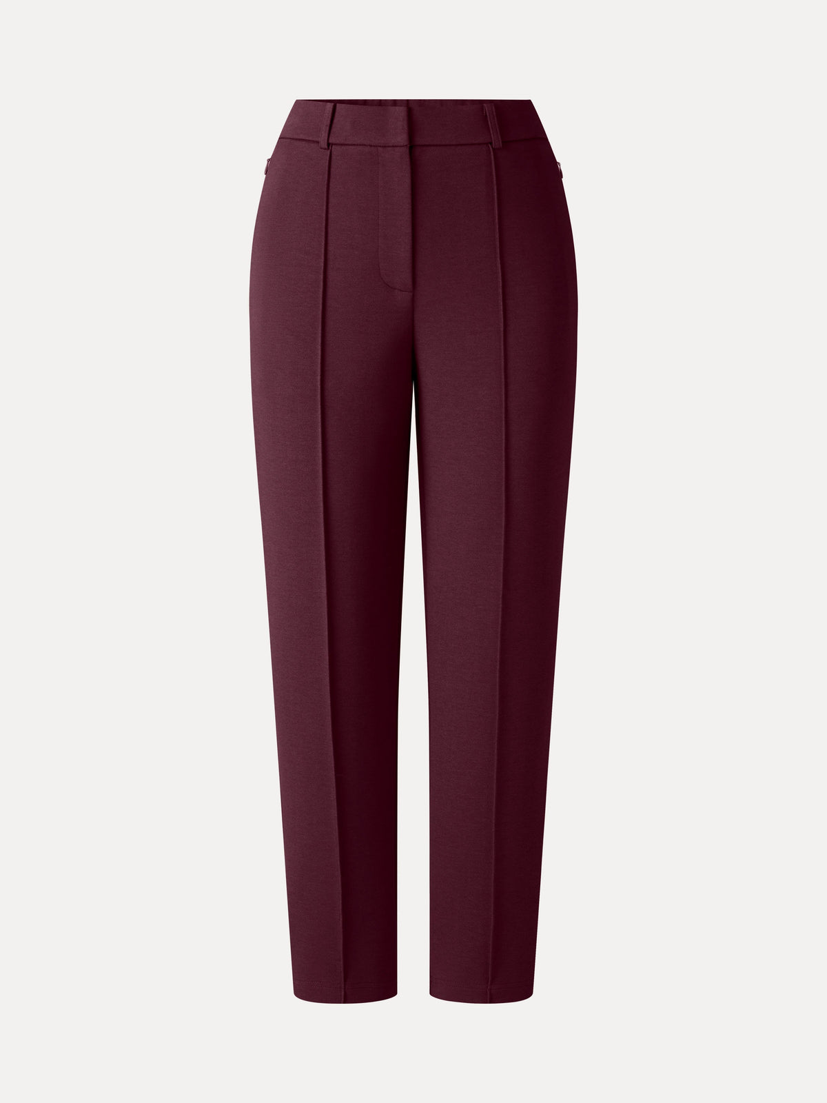 Modal Blend Ponte High-Rise Ankled Slim-Straight Pants with Pockets