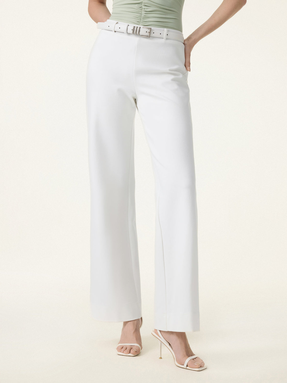 2Pcs Set Halter Neck Bra Top & Wide Leg Pants with Pockets