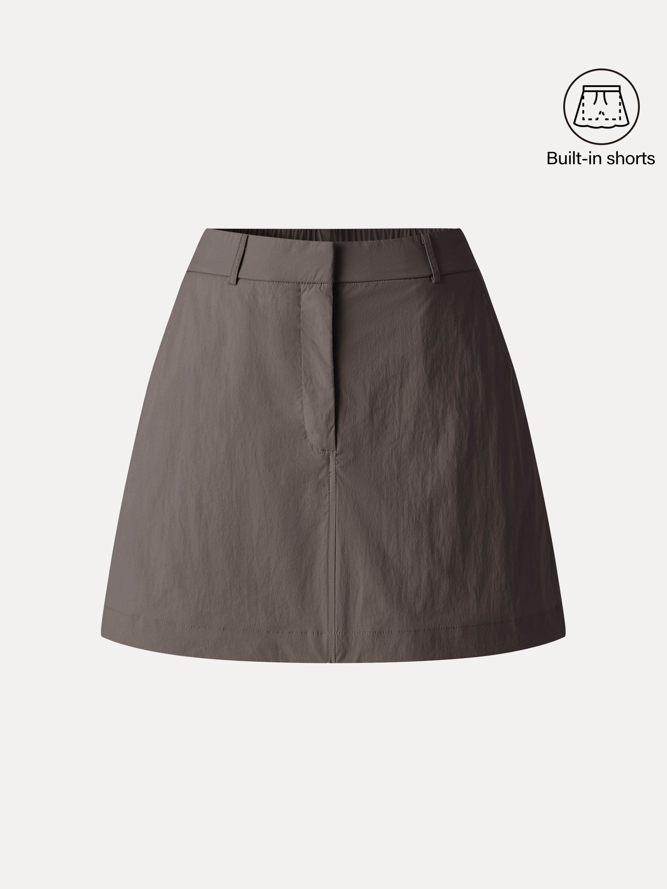 Lightweight Water-Repellent High-Rise Fly-Front Skort