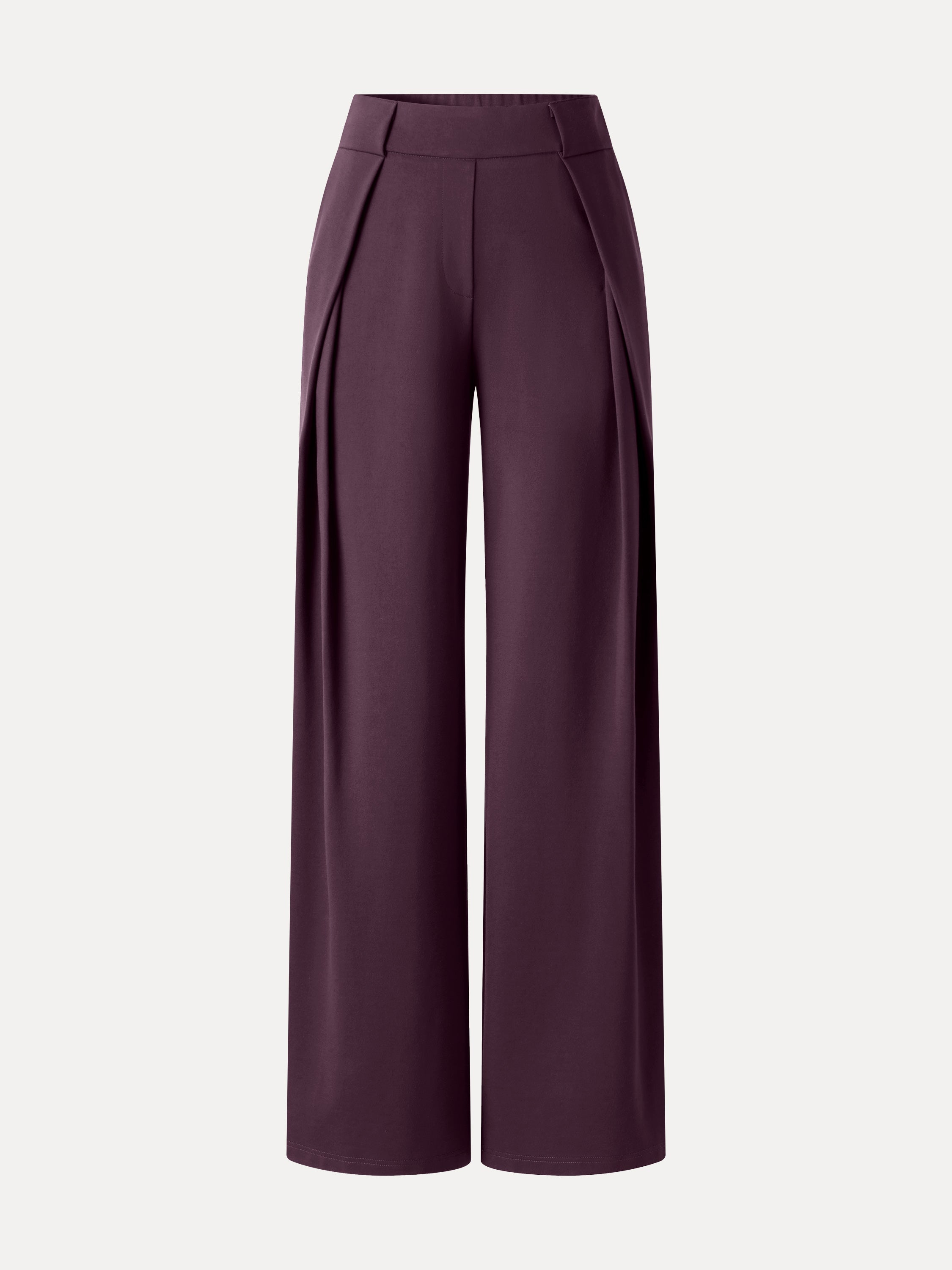 Ponte Mid-Rise  Wide-Leg Tuck Pants with Pockets