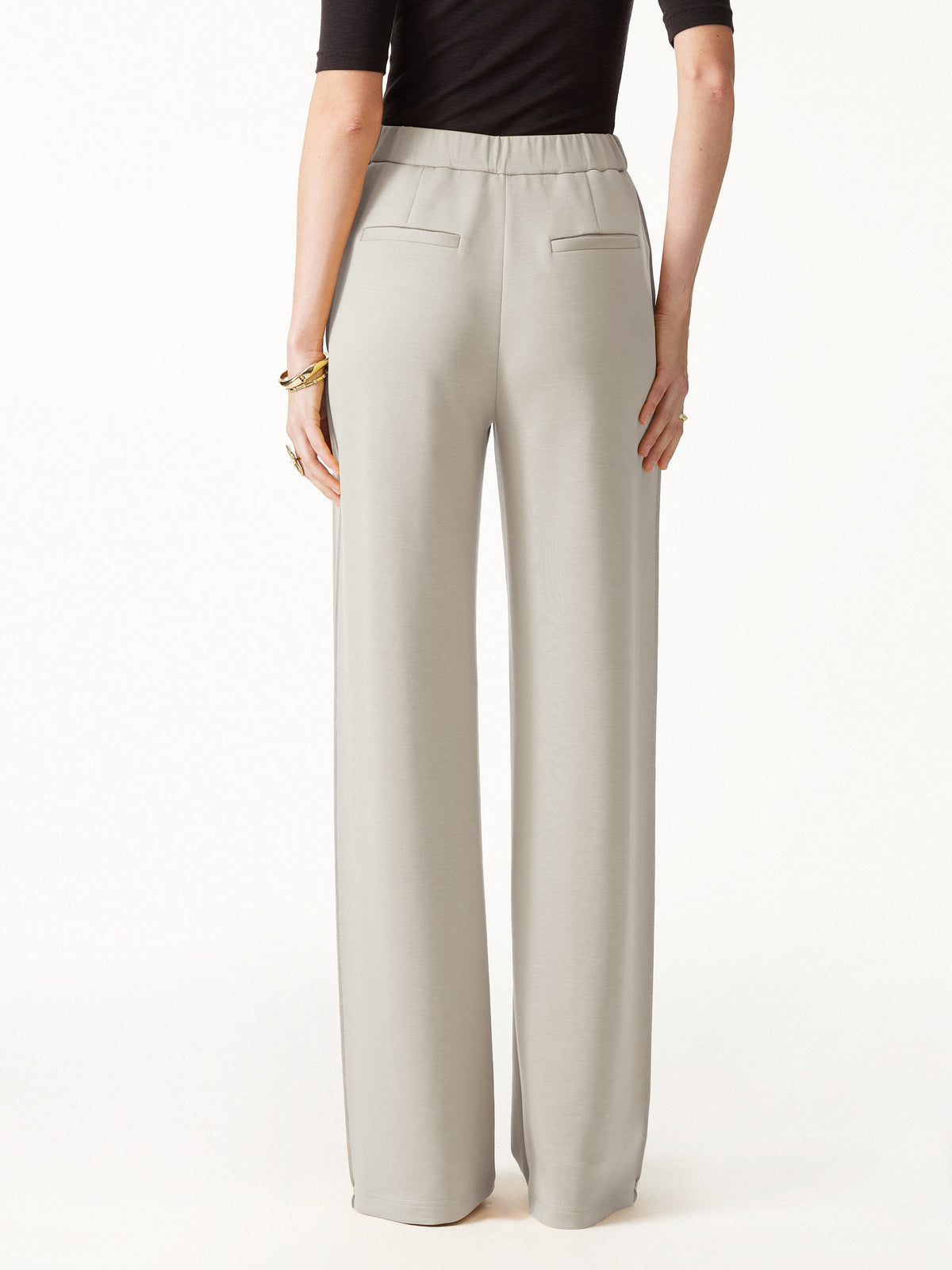 Modal Spacer Knit High-Rise Wide-Leg Pants with Pockets