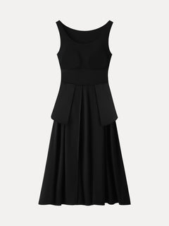 Balletic Scoop Neck Midi Bra Dress with Pockets