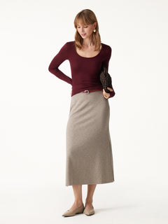 Eco-Mousse® Side-Slit A-Line Midi Skirt