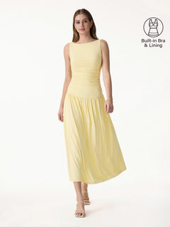 SkinKiss Cooling Boatneck Ruched Midi Bra Dress