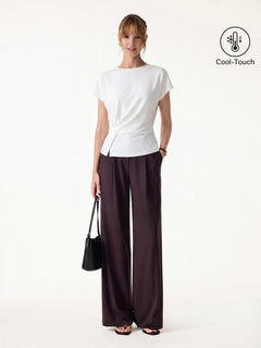 2Pcs Set Round Neck Tucked Top & Wide Leg The Success Pants