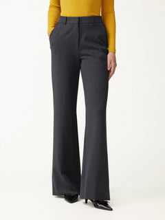 2Pcs Set Neck Long Sleeve Jacket with Pockets & Mid-Rise Wide-Leg Pants with Pockets