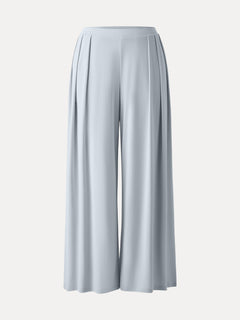 Sandwashed Mid Rise Pleated Wide Leg Palazzo Pant with Pockets