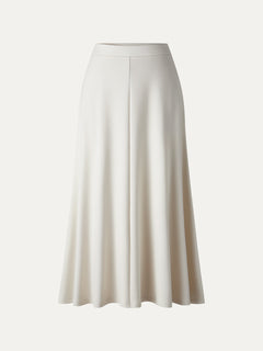 Modal Spacer Knit High-Rise Umbrella Midi Skirt with Pockets