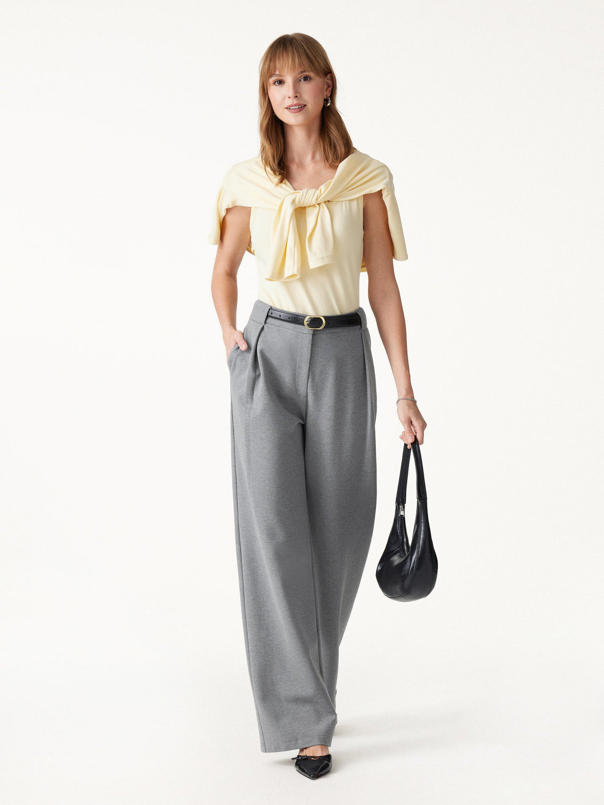 Ponte High-Rise Straight-Leg Pants with Pockets