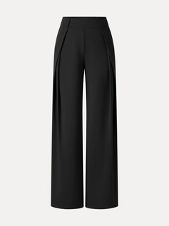 Ponte Mid-Rise  Wide-Leg Tuck Pants with Pockets