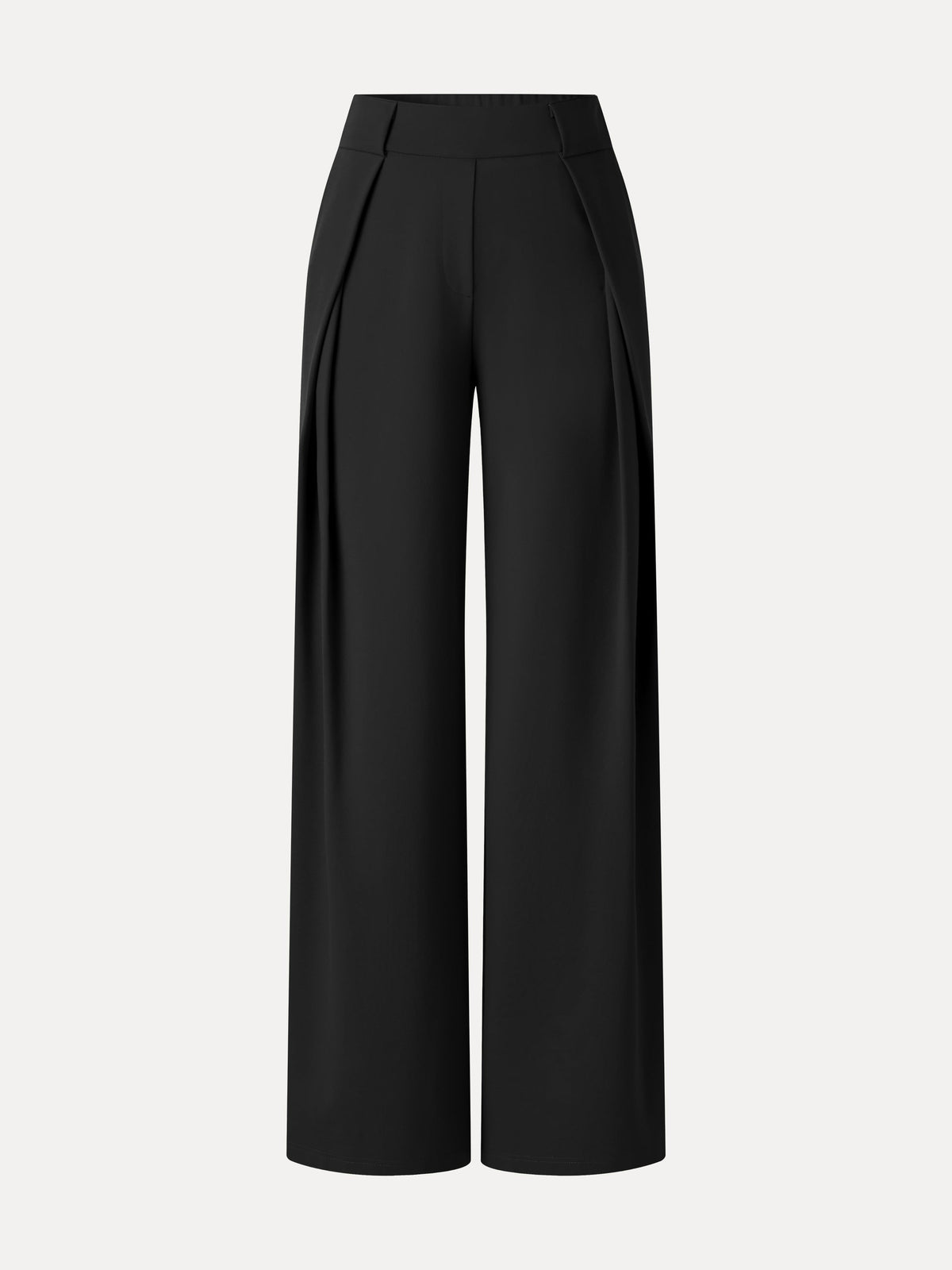 Ponte Mid-Rise  Wide-Leg Tuck Pants with Pockets