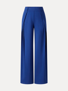 Ponte Mid-Rise  Wide-Leg Tuck Pants with Pockets
