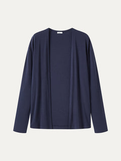 Premium Lyocell-Wool Open-Front Long Sleeve Cardigan
