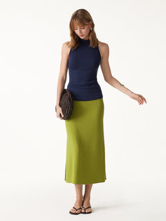 Eco-Mousse® Side-Slit A-Line Midi Skirt