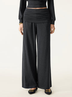 Non-Itchy Wool Blend Drapey Wide Leg Pull-on Pants with Pockets
