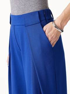 Ponte Mid-Rise  Wide-Leg Tuck Pants with Pockets