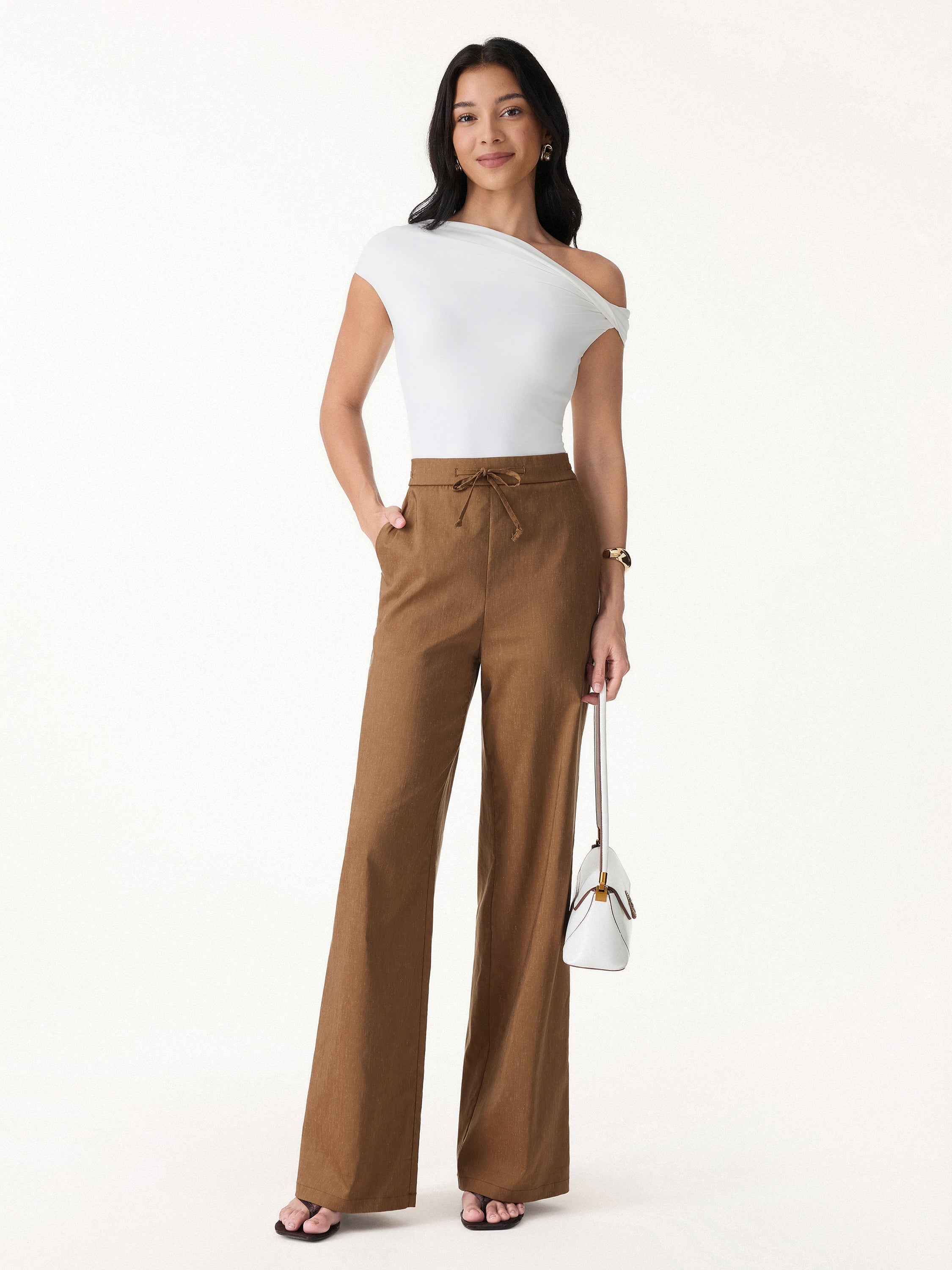 Drawstring Wide Leg Pant with Pockets