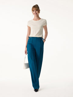 4-Way Stretch Drapey High Rise Wide Leg Ankled Pant