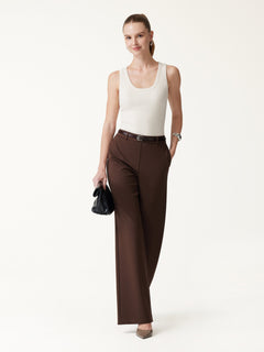 Ponte Mid-Rise Wide-Leg Pants with Pockets