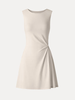 Ribbed Round Neck Sleeveless Side-Twist Mini Bra Dress
