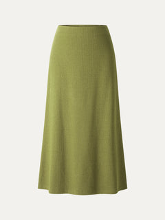 Textured Cotton Blend Mid-Rise A-Line Midi Skirt