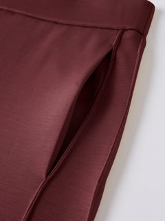 Modal Spacer Knit High-Rise Wide-Leg Pants with Pockets
