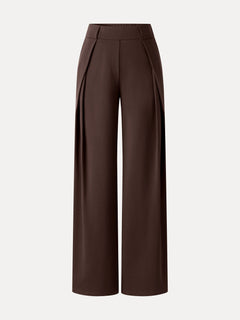Ponte Mid-Rise  Wide-Leg Tuck Pants with Pockets