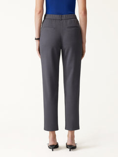 Modal Blend Ponte High-Rise Ankled Slim-Straight Pants with Pockets