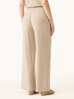 2Pcs Set Petite Wide Leg Pant with Pockets & Crewneck Bra Top