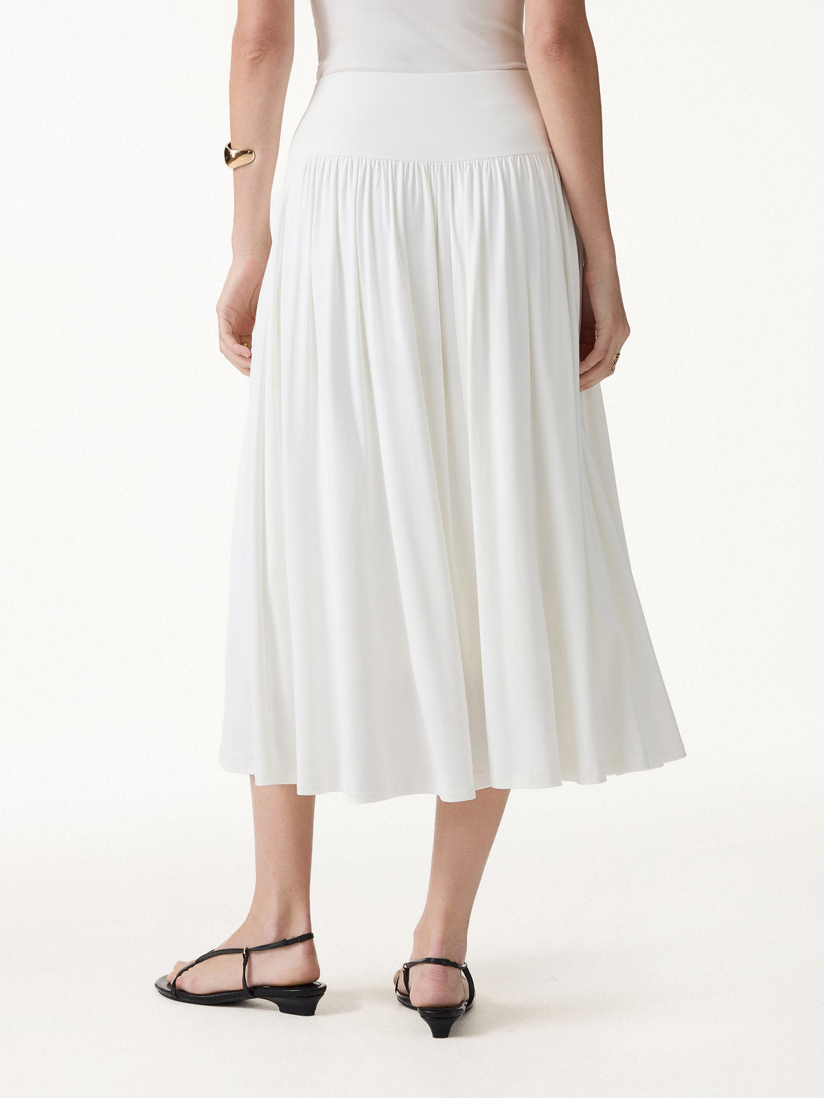 SkinKiss Mid Rise Gathered Midi Skirt with Pockets