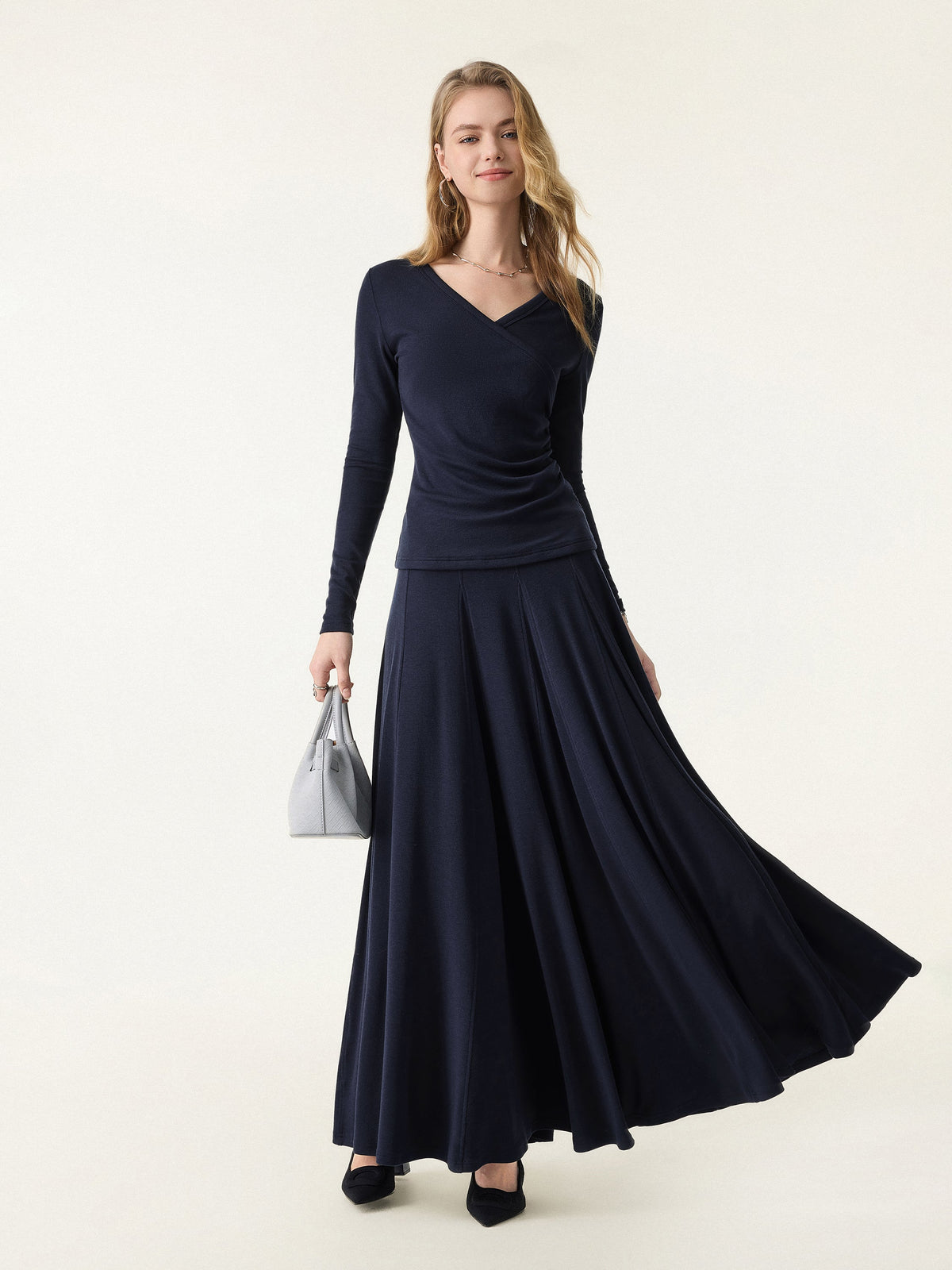 Eco-MiYaMoon® Godet Hem Pull-on Maxi Skirt