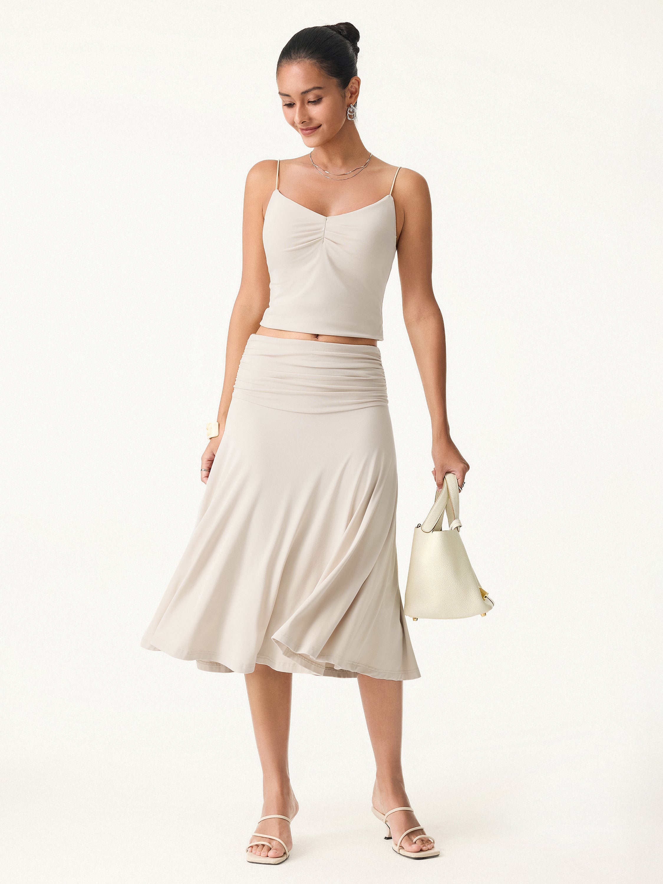 Flowy Side A-line Midi Skirt
