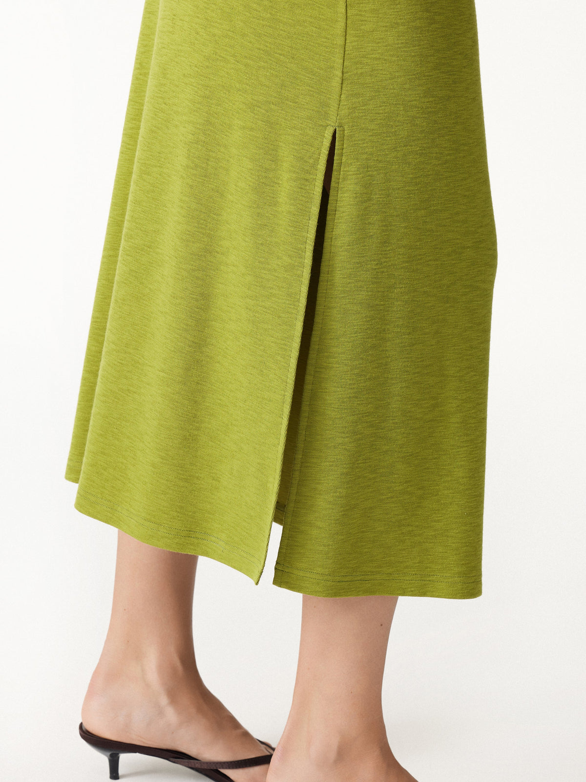 Eco-Mousse® Side-Slit A-Line Midi Skirt