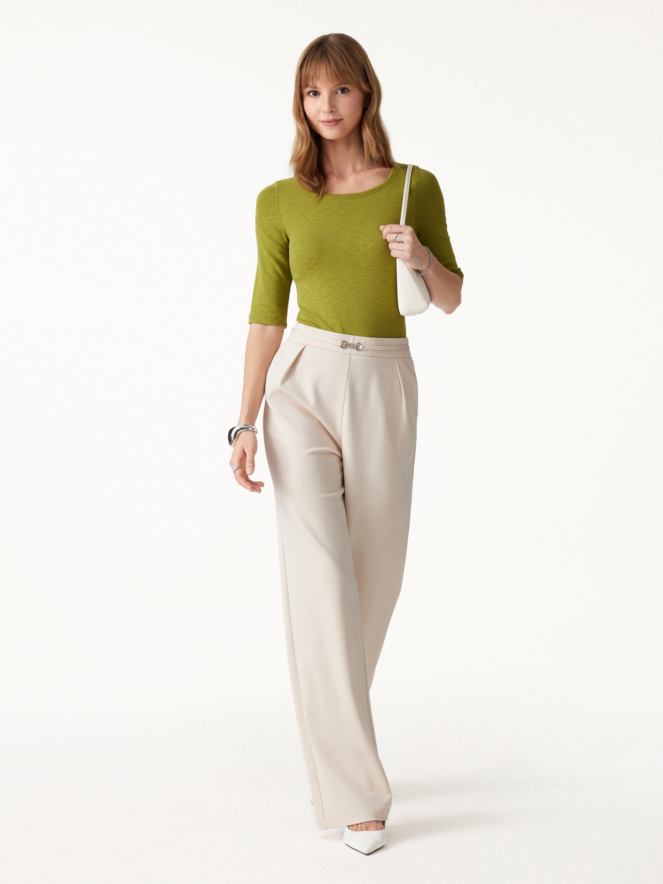 Ponte High-Rise Wide-Leg Pants with Pockets