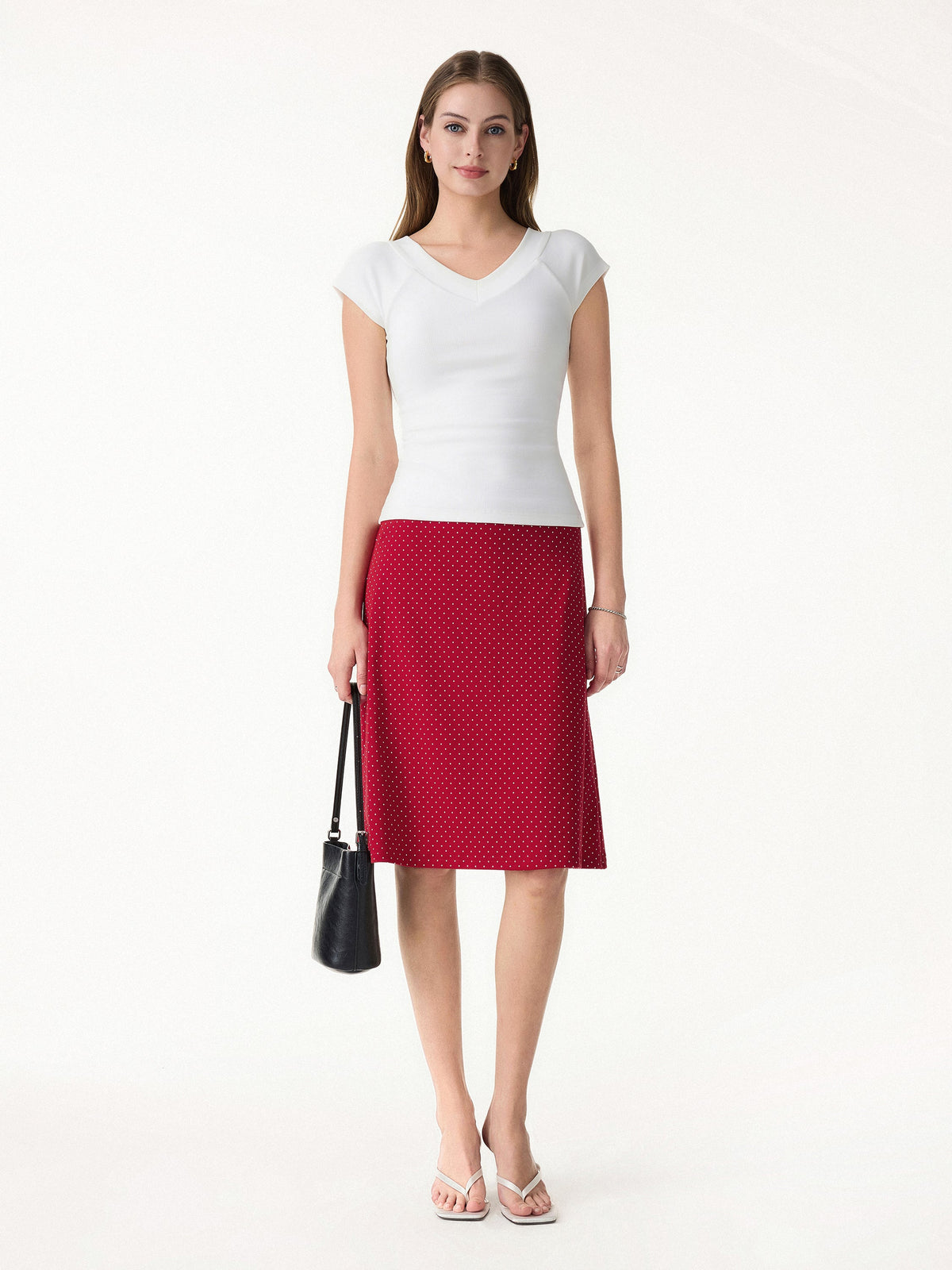 Stretch Cotton Polka Dot A-Line Flare Skirt Limited Edition
