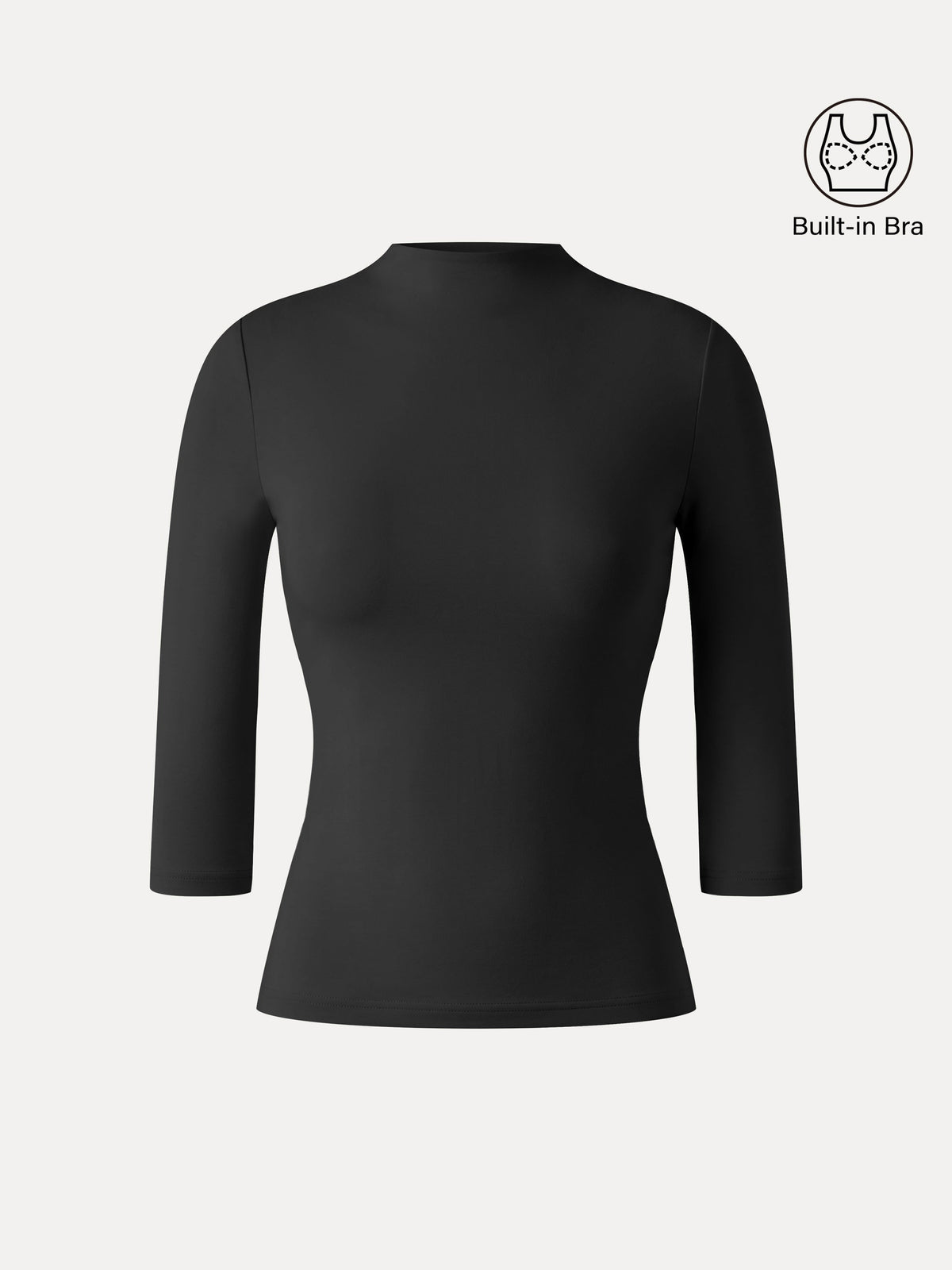 Premium Lyocell-Wool Knit Mock Neck 3/4 Sleeve Bra Top