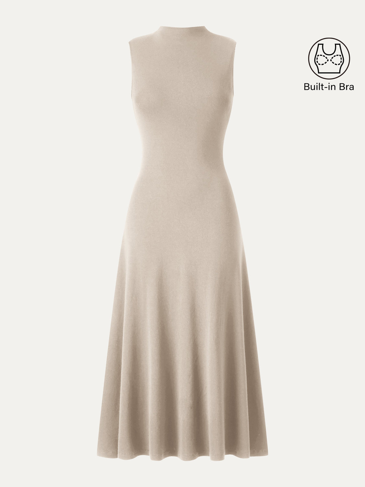 Eco-Mousse® Mock Neck Sleeveless A-Line Midi Bra Dress
