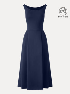 Balletic Scoop Neck Midi Bra Dress with Pockets
