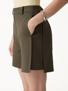 2Pcs Set Banded Hem Travel Top & Shorts with Pockets