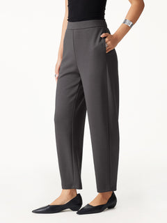 TravelEase High-Rise Ankled Barrel Pants with Pockets