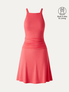 CoolTouch Square Neck Ruched Mini Bra Dress