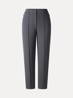 Modal Blend Ponte High-Rise Ankled Slim-Straight Pants with Pockets